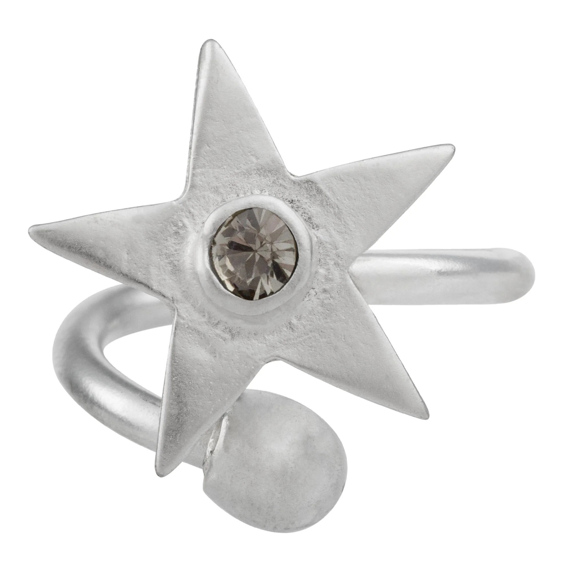 Anillo estrella Swarovski blackdiamond plata chapado