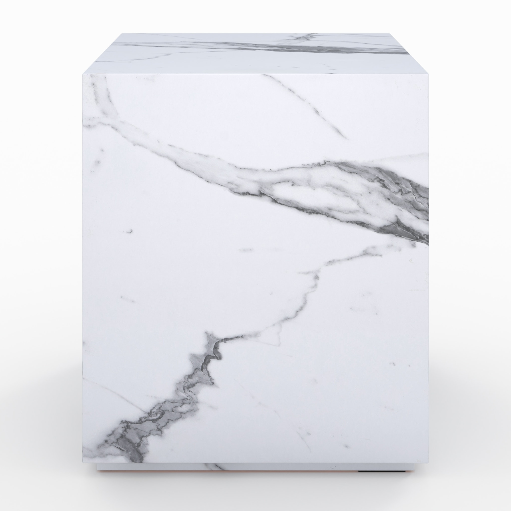 Table d'appoint effet marbre blanche - Lison