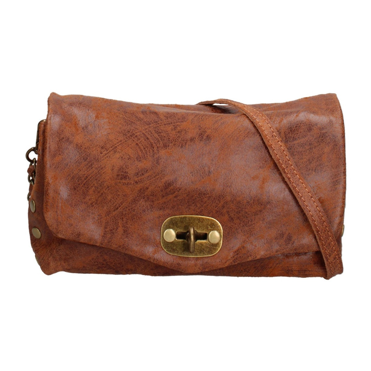 Borsa a tracolla da donna Made in Italy - Modello Floralia Lux - Pelle scamosciata - 25.0 x 15.0 x 11.0 cm