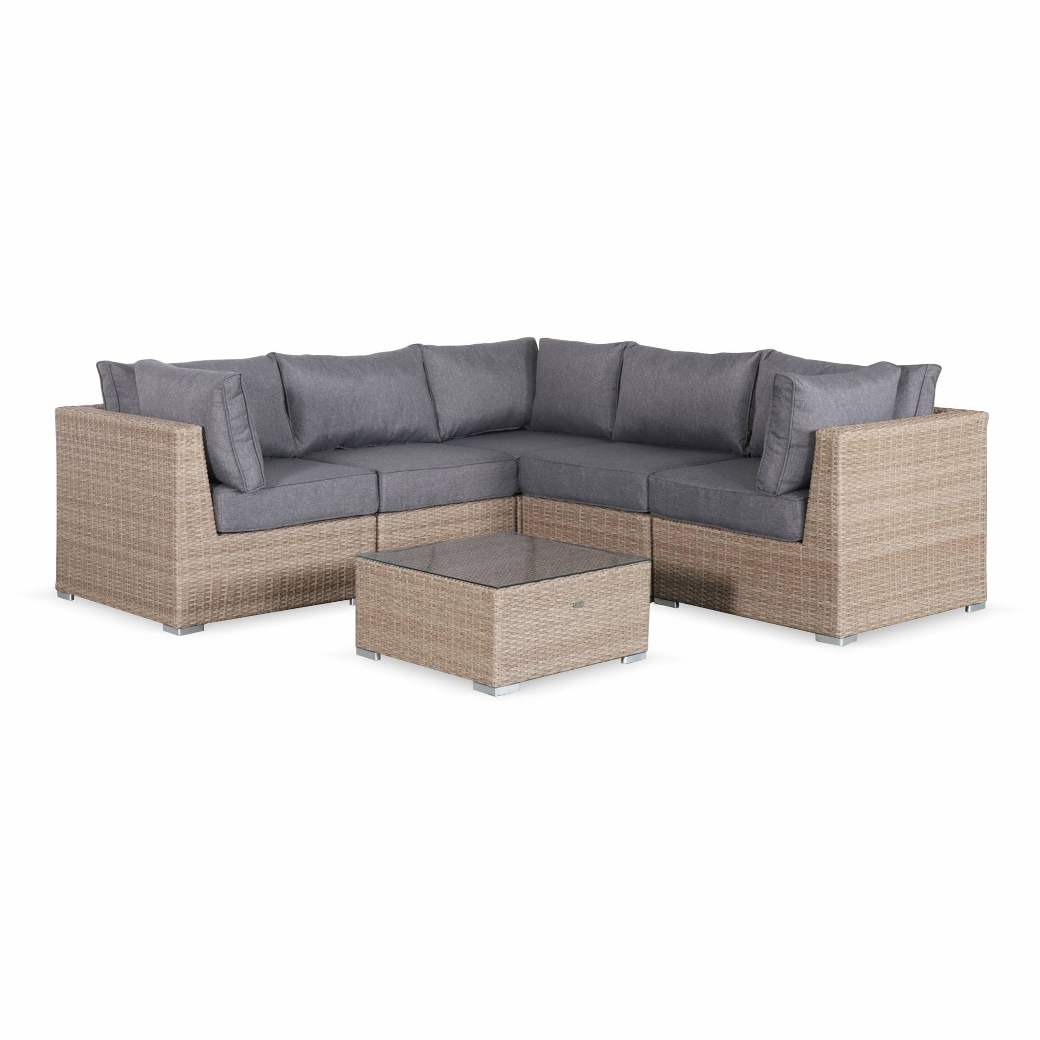 Salon de jardin résine tressée arrondie 5 places VITTORIA