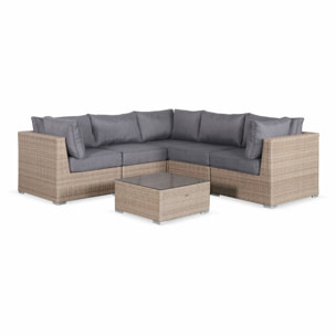 Salon de jardin résine tressée arrondie 5 places VITTORIA