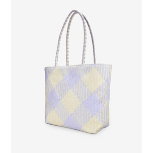 Bolso de hombro lila en rafia