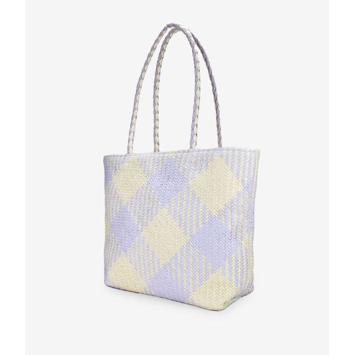 Bolso de hombro lila en rafia