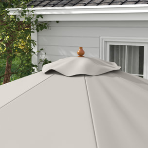 Sombrilla Terraza Exterior Ø325 cm Sombrilla de Jardín con Sistema de Polea Techo Ventilado 8 Varillas de Bambú y Poste de Madera Parasol para Patio Terraza Gris