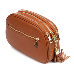 Aliminusa bolso bandolera Mujer. Piel auténtica Gamuza y Dollaro.