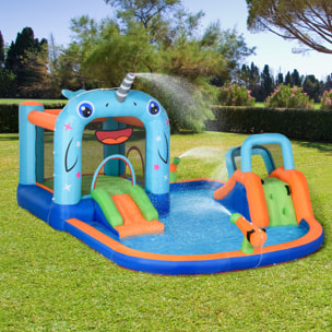 Castillo Hinchable para Niños de 3-8 Años con Tobogán Trampolín Piscina Castillo de Rebote con Inflador y Bolsa de Transporte para Exterior 420x370x230 cm Multicolor