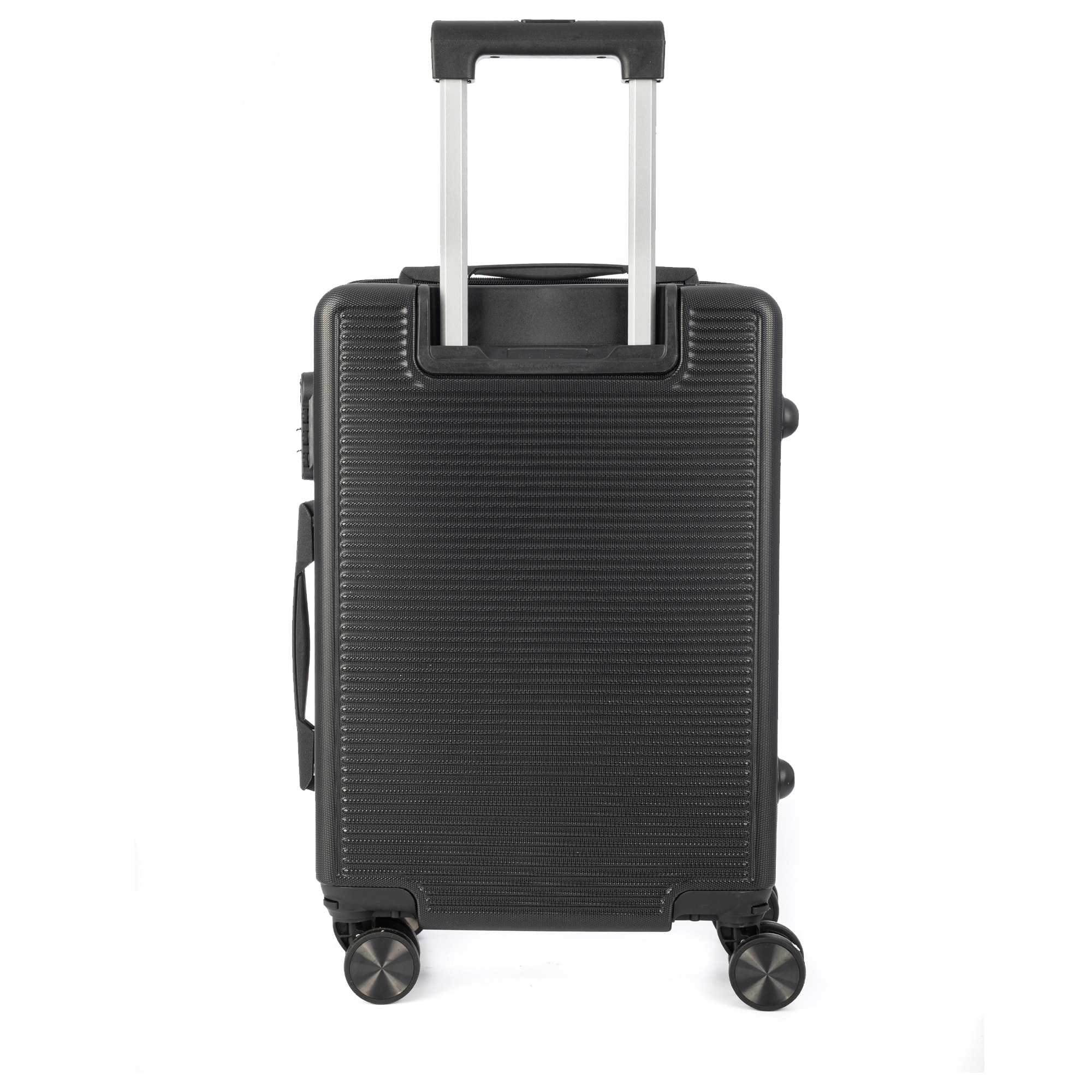 DAM Set di 3 valigie Trolley, in materiale leggero ABS ad alta resistenza. Chiusura numerica e 4 ruote doppie estraibili e girevoli a 360°. 50x29x76 Cm. Colore: Nero