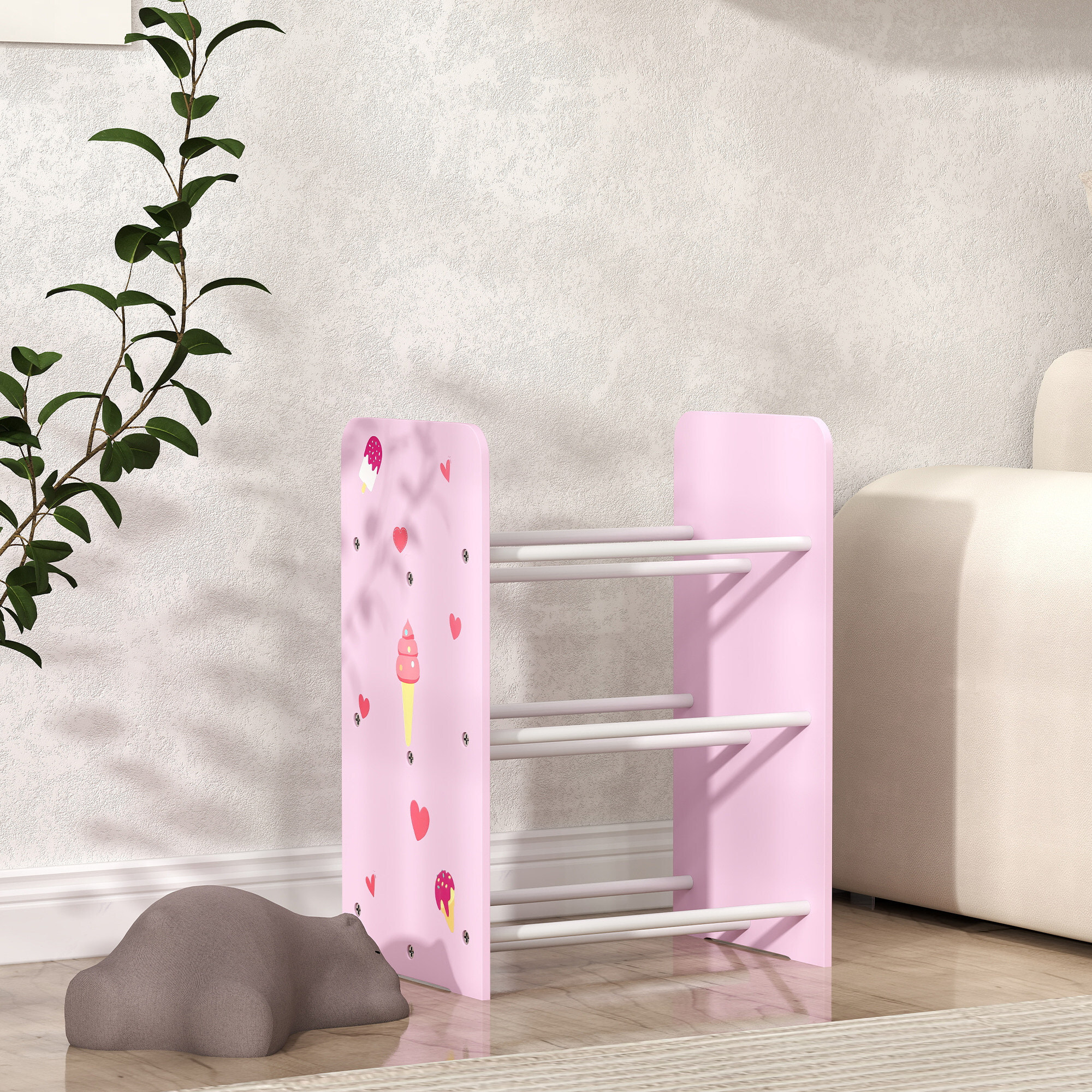 Estantería Infantil para Niños de +3 Años Estantería para Juguetes con 6 Cajas de Tela no Tejida Extraíbles Organizador de Juguetes para Dormitorio Guardería 43x30x60 cm Rosa