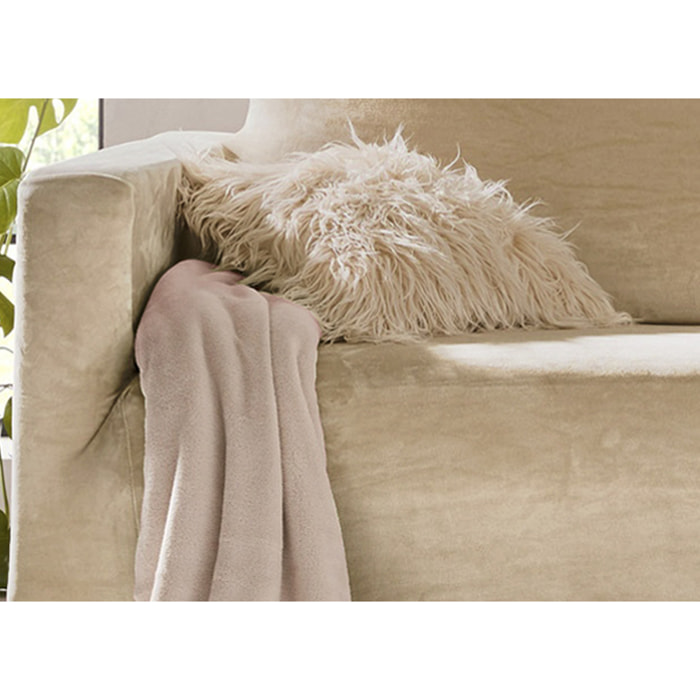 Copripoltrona Elasticizzato In Tinta Unita Effetto Velluto Modello Morbidissimo Colore Beige