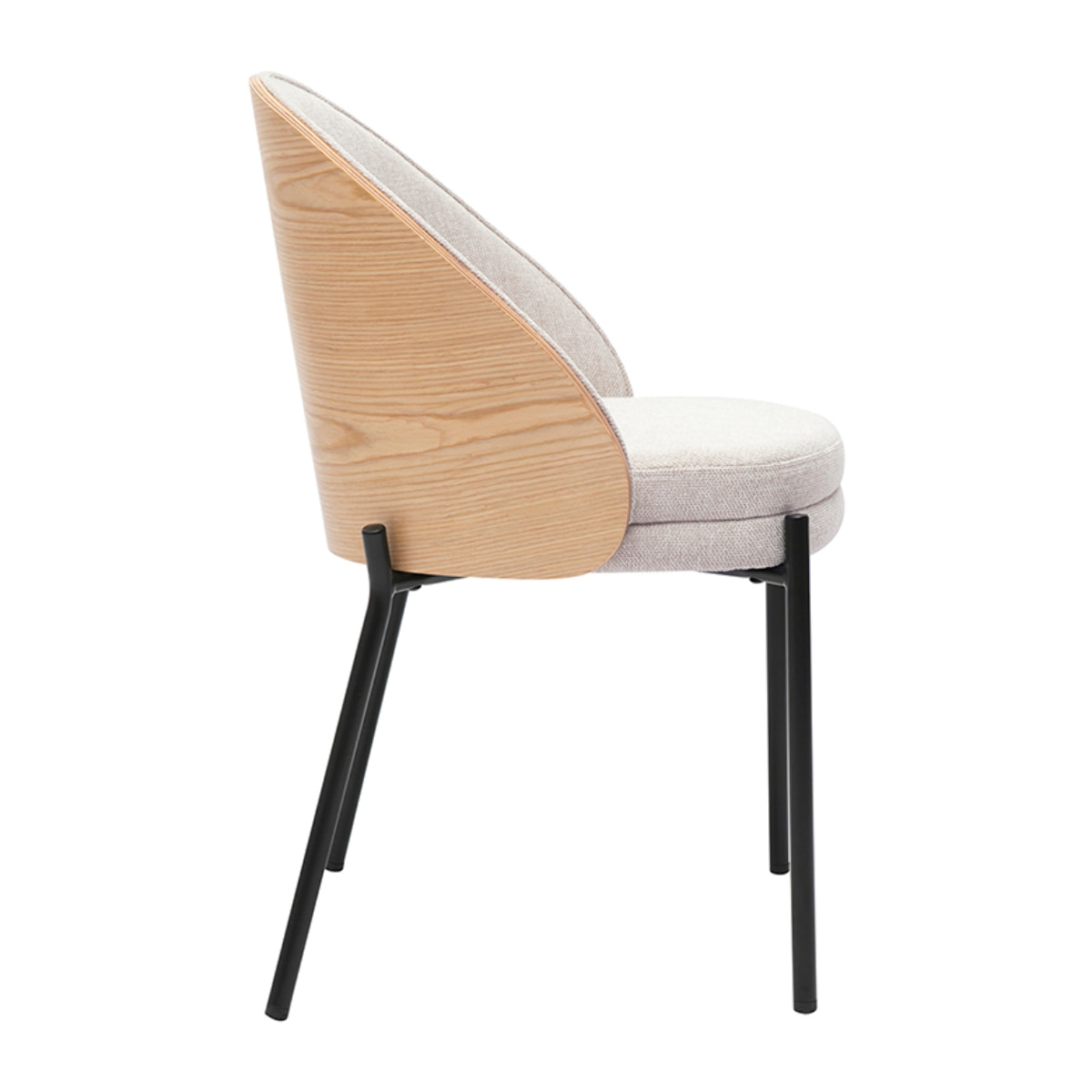 Chaises en tissu effet velours texturé beige, bois clair et métal (lot de 2) TUCSON