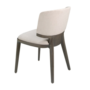 Silla con asiento y respaldo tapizados en tela gris claro patas de madera de roble en ceniza oscuro 53x55x78cm