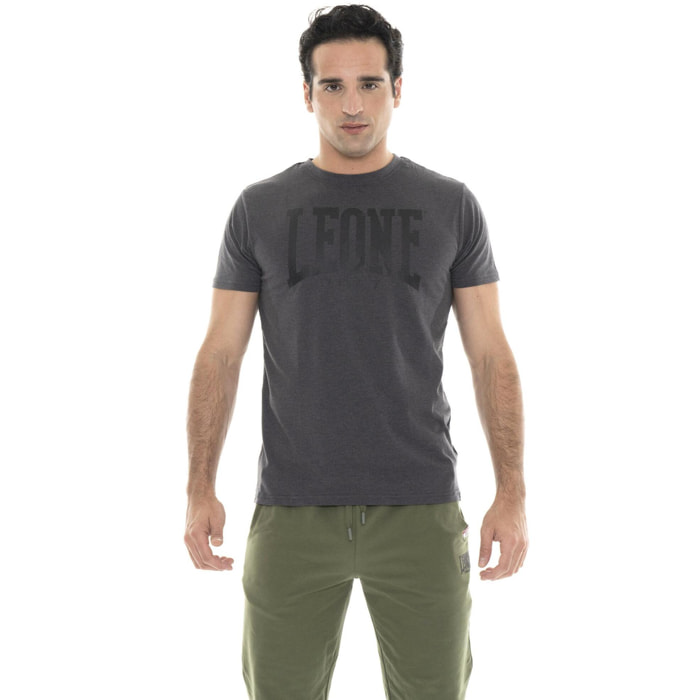 Camiseta básica de algodón elástico de manga corta con logo Leone 1947