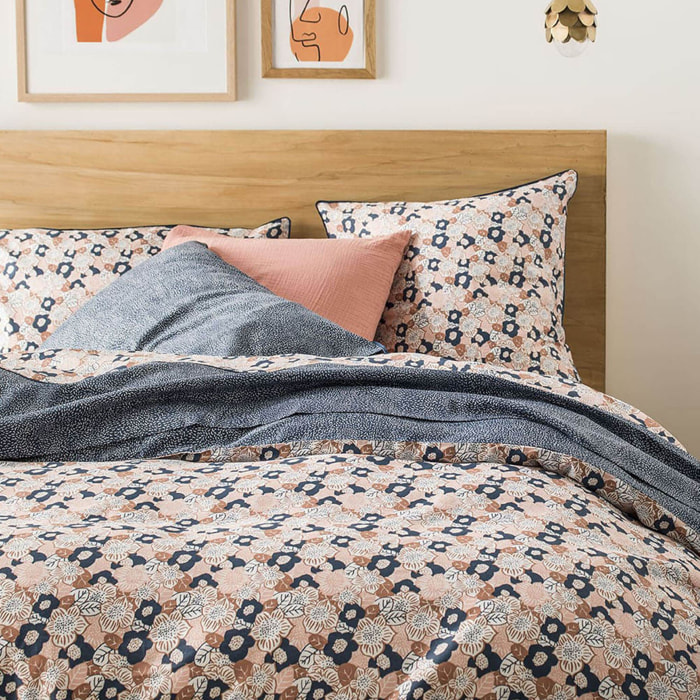 Housse de couette imprimée en satin de coton, ADÈLE, rose Lingerie