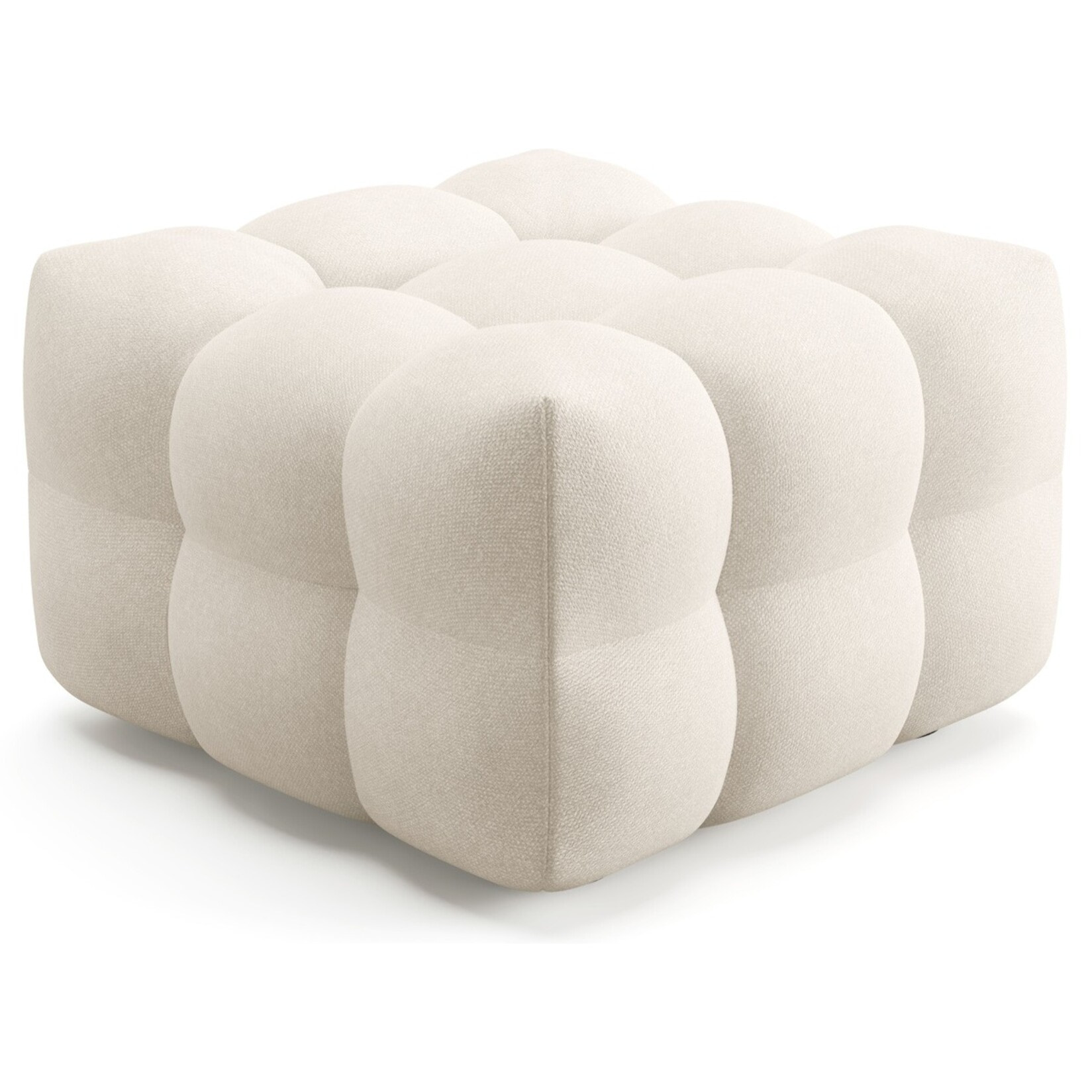 Pouf capitonné en tissu bouclé - CESTER