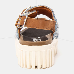 Sandalia de cuña 1677S JEANS DENIM-CUERO/BRIGHTON color Denim-cuero