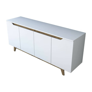 Credenza Dpaves, Buffet da soggiorno, Madia da salotto, Dispensa da cucina, 180x45h79 cm, Bianco e Noce