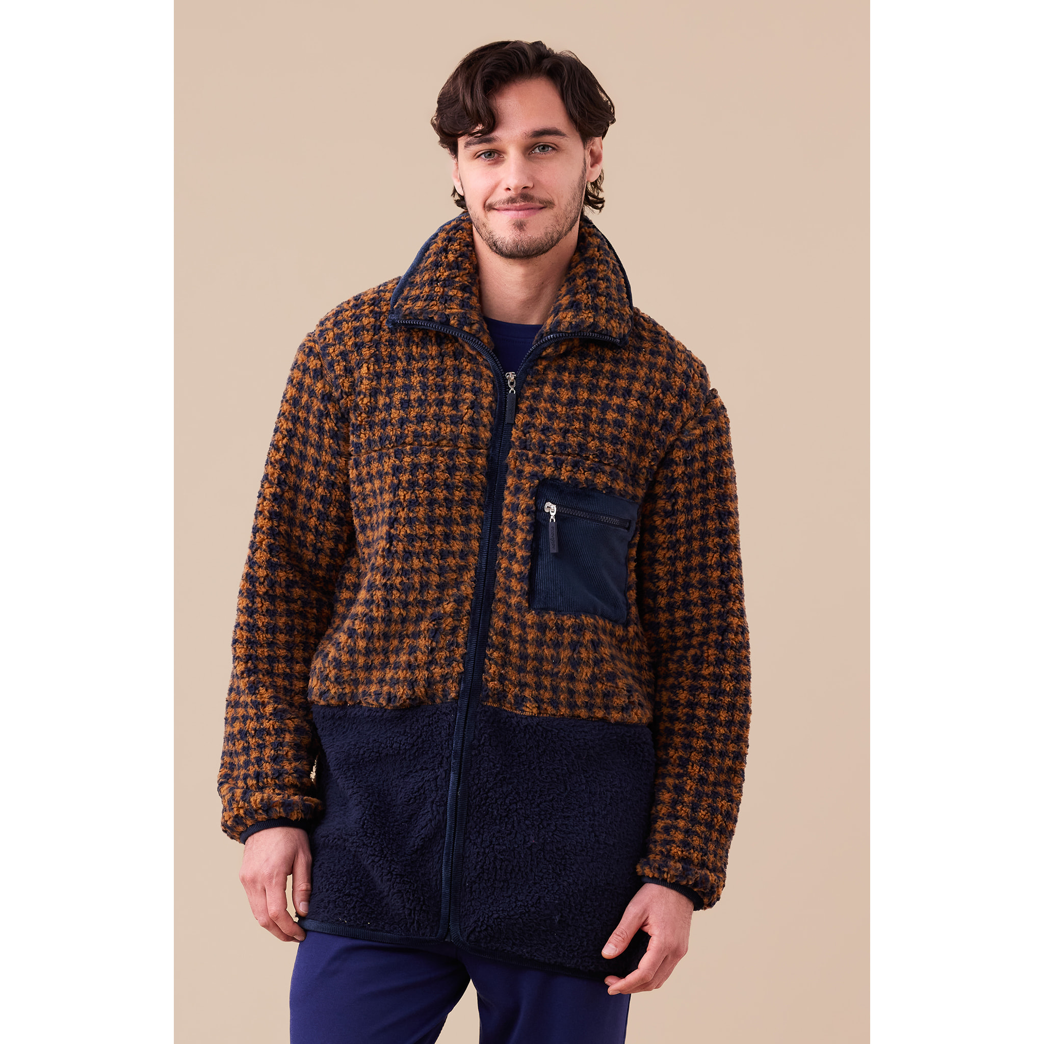 Giacca uomo eco-pelliccia articolo pied-de-poule. Noidinotte