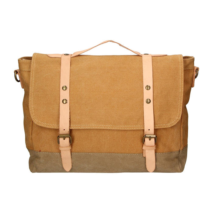 Borsa a mano unisex - Modello Minerva - Canvas e pelle - 30.0 x 40.0 x 12.0 cm