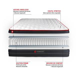 Pack matelas BOOST + sommiers blanc + Couette + 2 oreillers