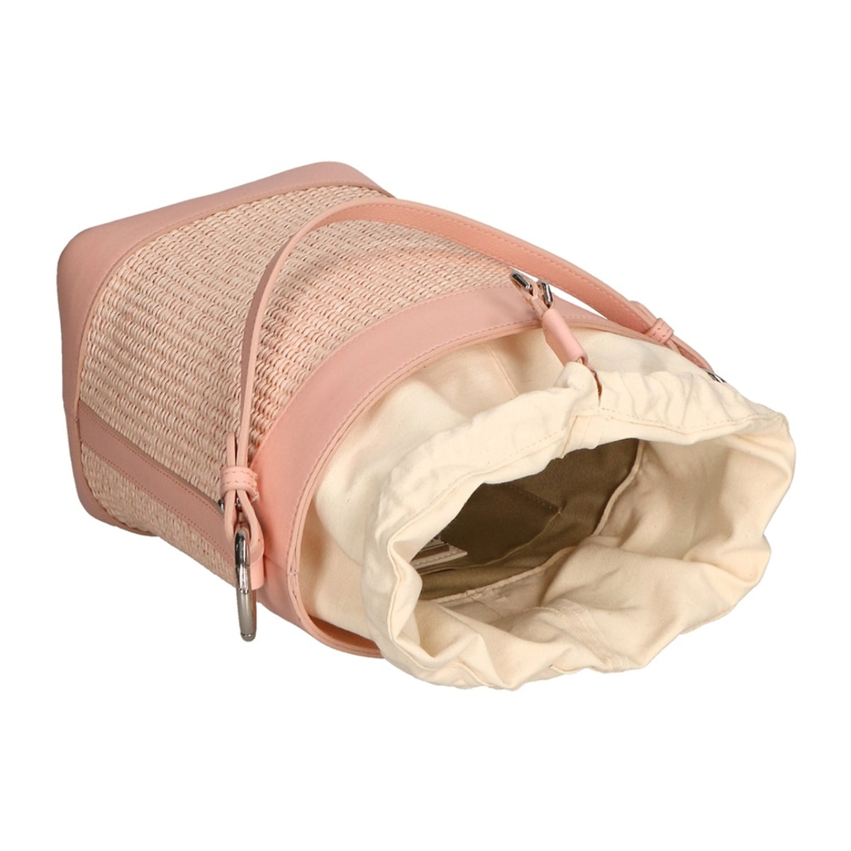 Borsa a secchiello da donna - Modello Lisbeth - Misto pelle e tessuto - 18.0 x 24.0 x 15.0 cm