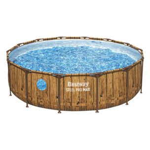 Bestway Piscine hors sol tubulaire ronde Bestway Steel Pro Max 427 x 107 cm Splashview décor bois