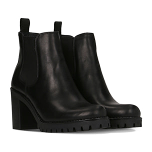 Chelsea boots negras en piel auténtica, tacón alto de 7,5 cm