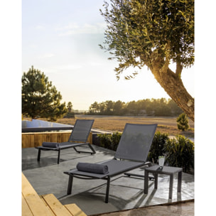 Set 2 tavolini da giardino ZARAGOZA antracite in alluminio verniciato, 40×40 cm