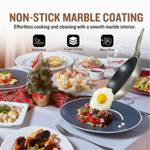 Batterie de cuisine 15 pièces avec revêtement en marbe Carbone Herzberg HGMETCR15-CAR