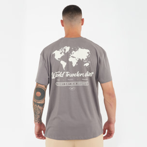 T-shirt in cotone da uomo TRAVELER grigio scuro