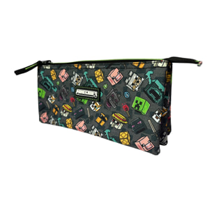 Estuche Triple Minecraft Personajes. Interior totalmente forrado y personalizado.