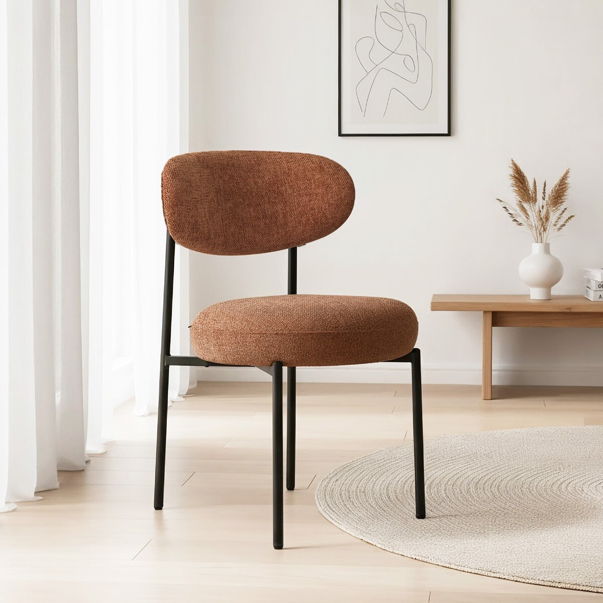 Lot de 2 chaises de salle à manger en tissu chenille - ORLA