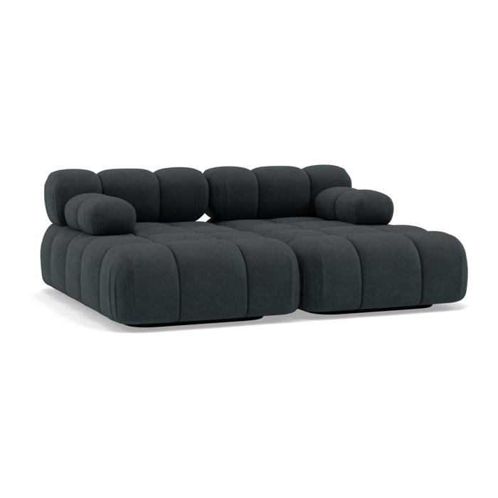 Ruby - canapé droit 4 places avec double méridienne - assise profonde - en velours texturé - Noir