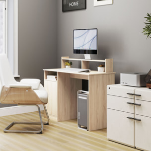 Escritorio con Estantería Moderno Escritorio con Puerta Compartimentos Abiertos y Soporte para Monitor Mesa para Estudio Dormitorio Hogar Oficina 108x50x94 cm Natural