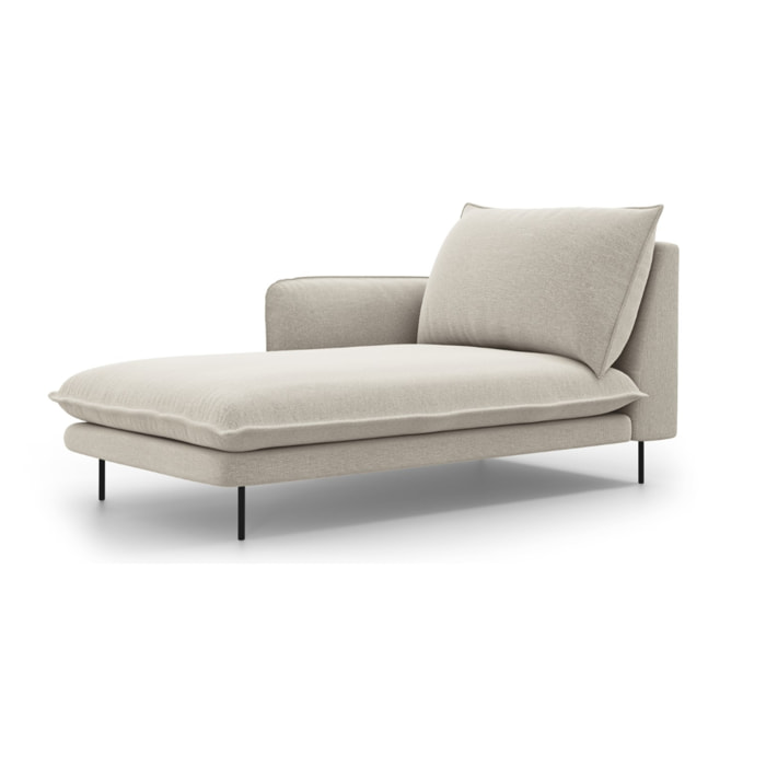 Méridienne gauche "Vienna" en tissu structurel beige clair