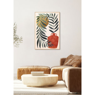 Cuadro Roman poliéster verde-terracota-dorado 91x61x4cm