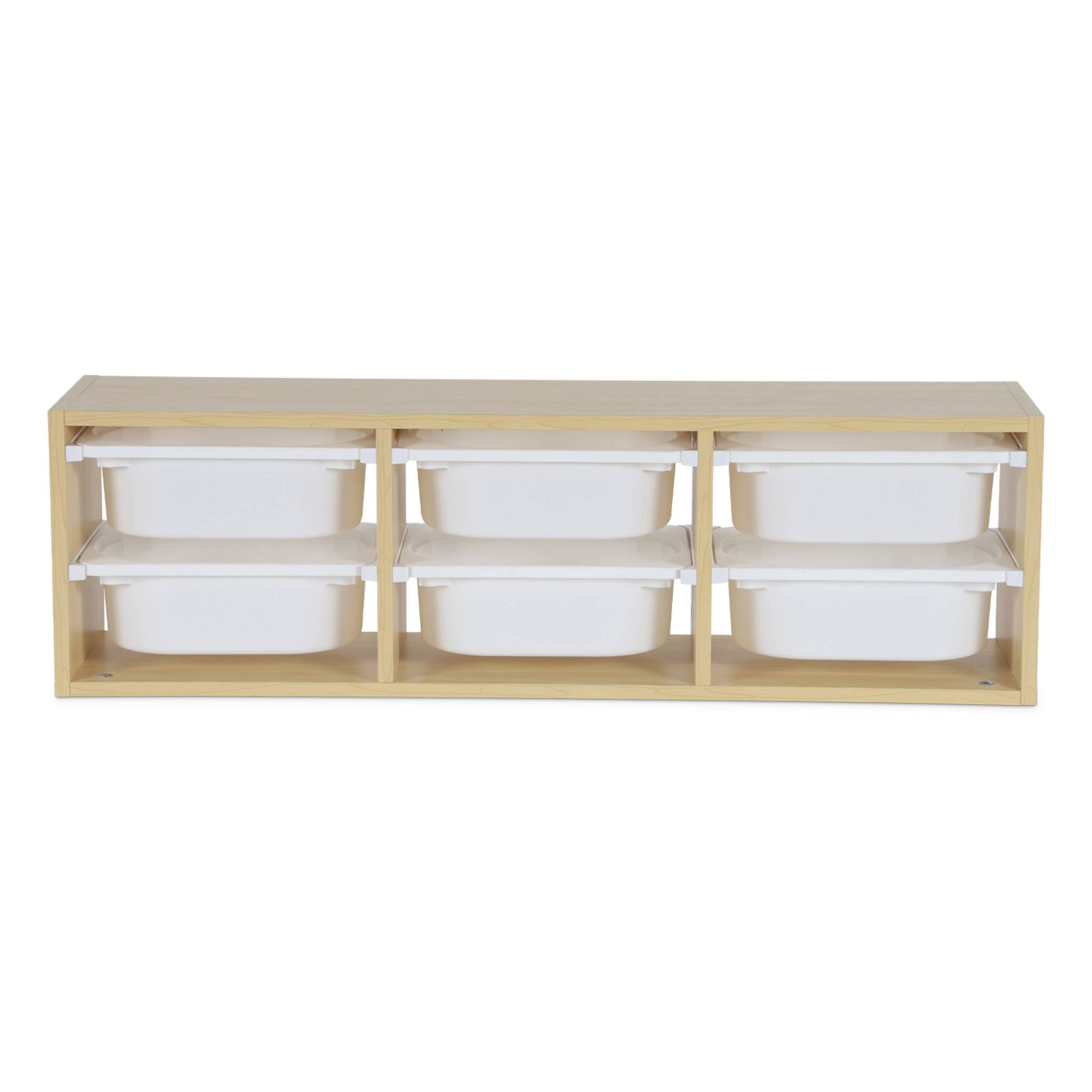 Meuble de rangement pour enfant. naturel. 6 bacs en plastique