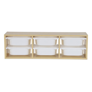 Meuble de rangement pour enfant. naturel. 6 bacs en plastique