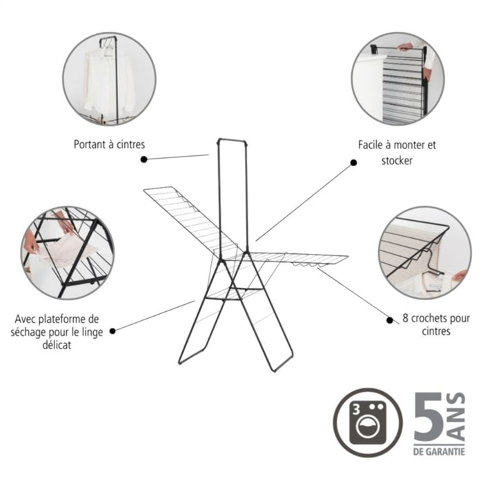 Etendoir à linge BRABANTIA Hang On 25M Noir