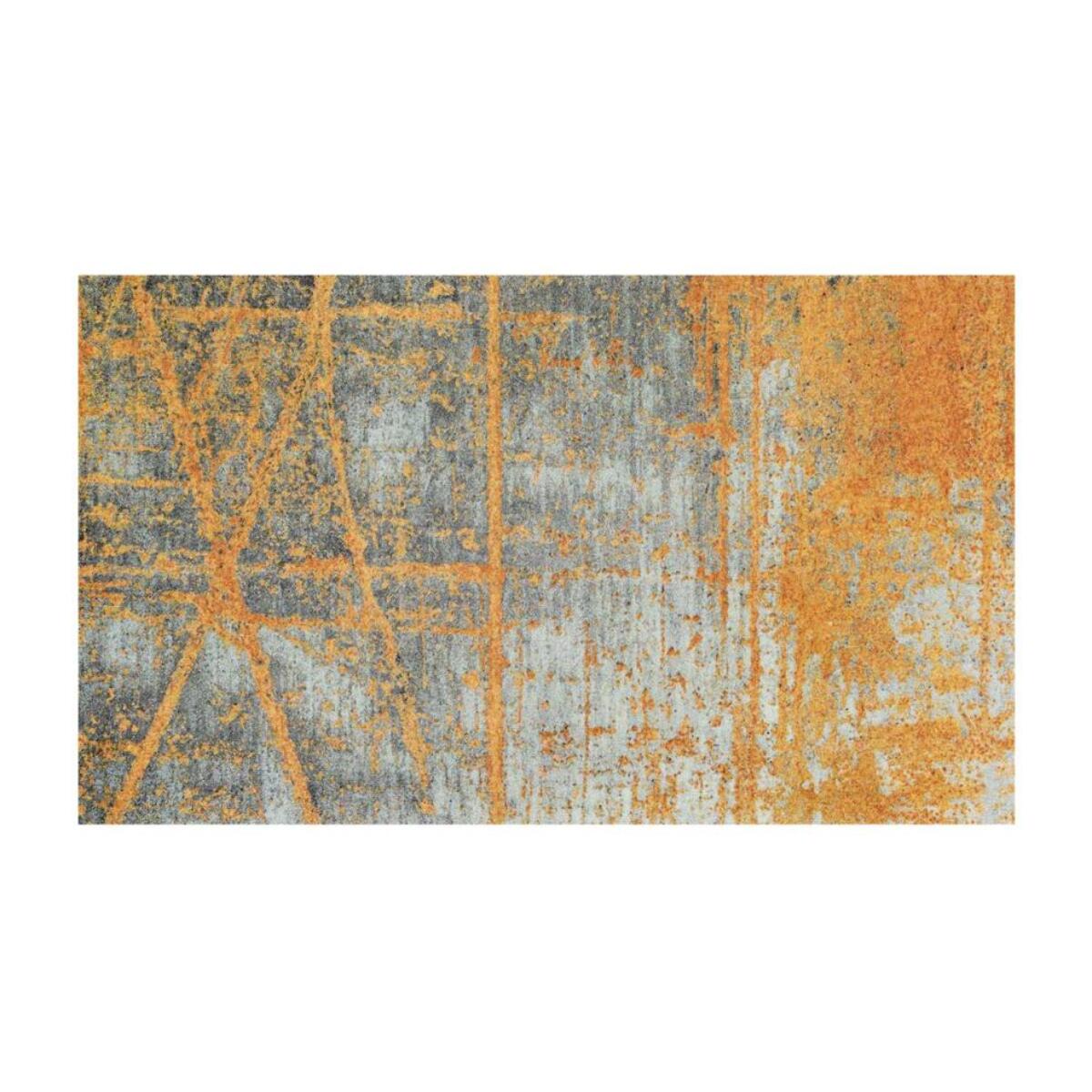 tapis entrée 70x120 tissé orange rectangle motif abstrait RUSTICO