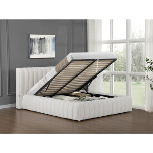 Lit double en tissu avec coffre "Tignes" - 160 x 200 cm - Beige