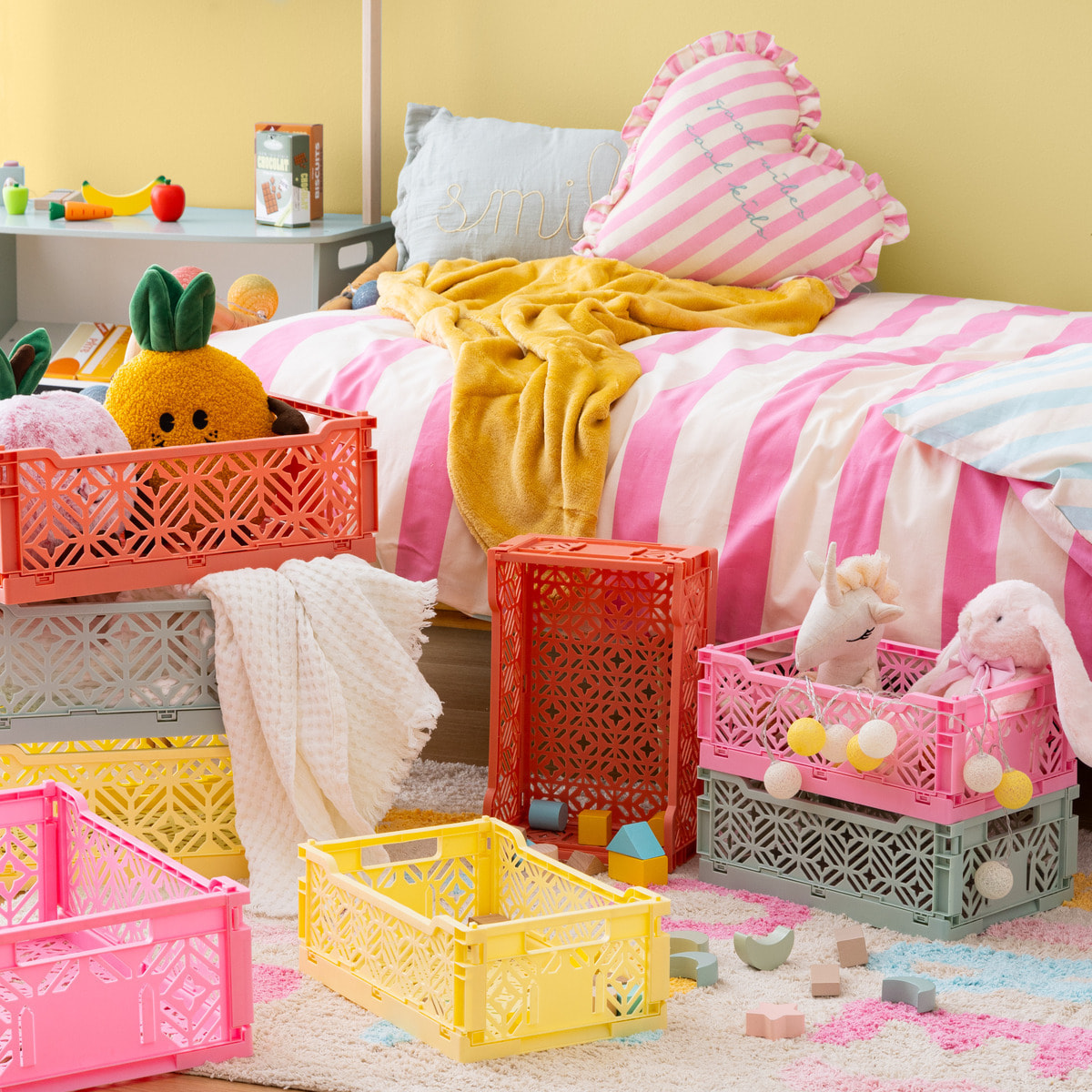 Cagette pliante "Arry" jaune 31x20x11,5cm