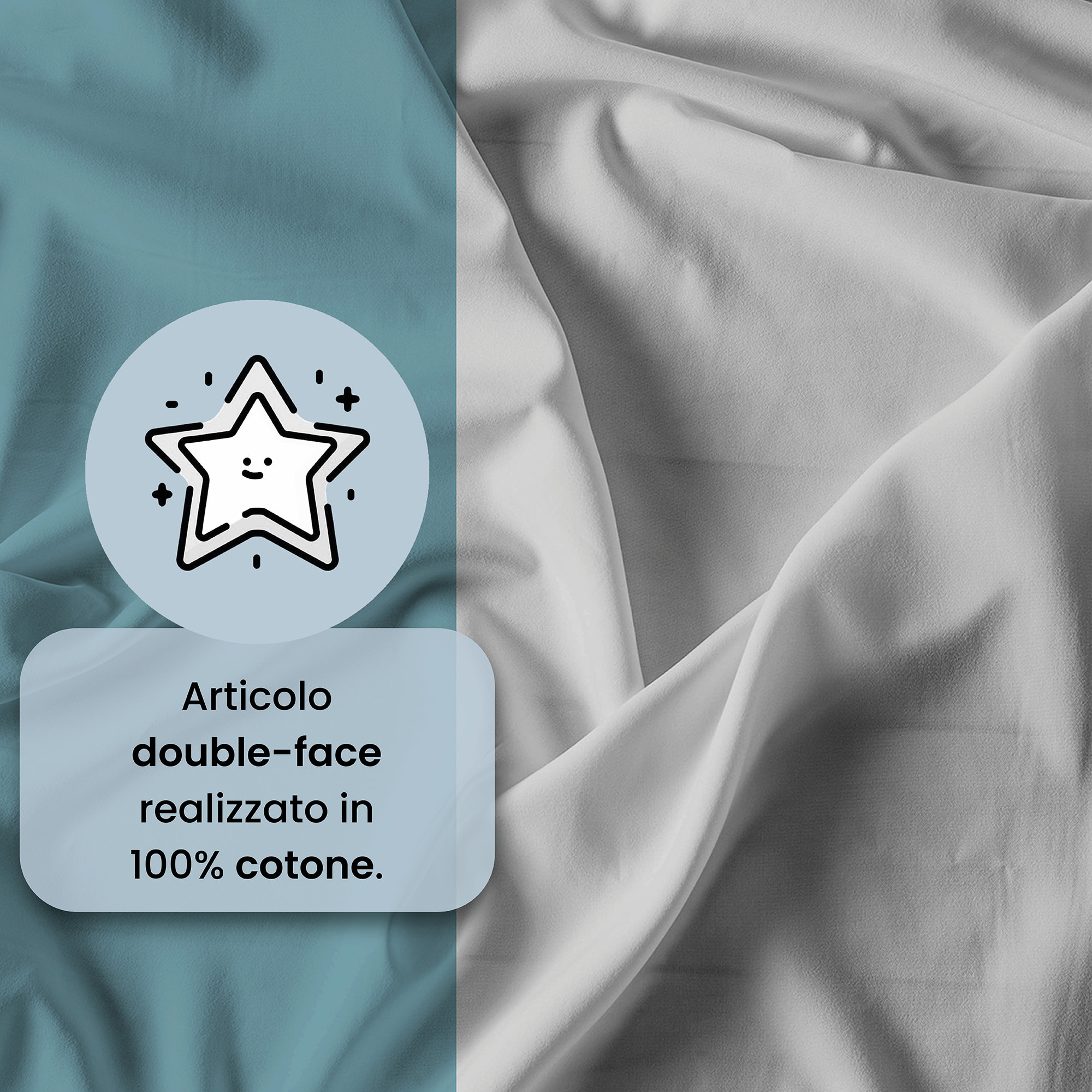COMPLETO LETTO NATURAL COLOR, 100% Cotone, Made in Italy - OTTANIO/GRIGIO CHIARO