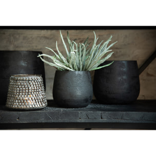 J-Line cache-pot Irrégulier Rugueux - céramique - noir - small - 2 pièces - Ø 16.5 cm