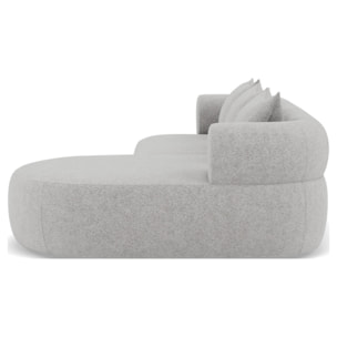 Angela - canapé d'angle droit 4 places en velours texturé - Gris clair