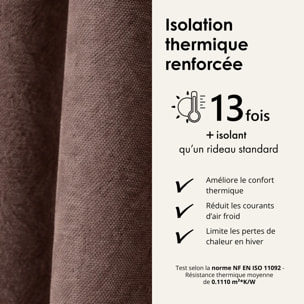 Rideau thermique phonique et semi occultant à galons fronceurs KONFOR - Taupe