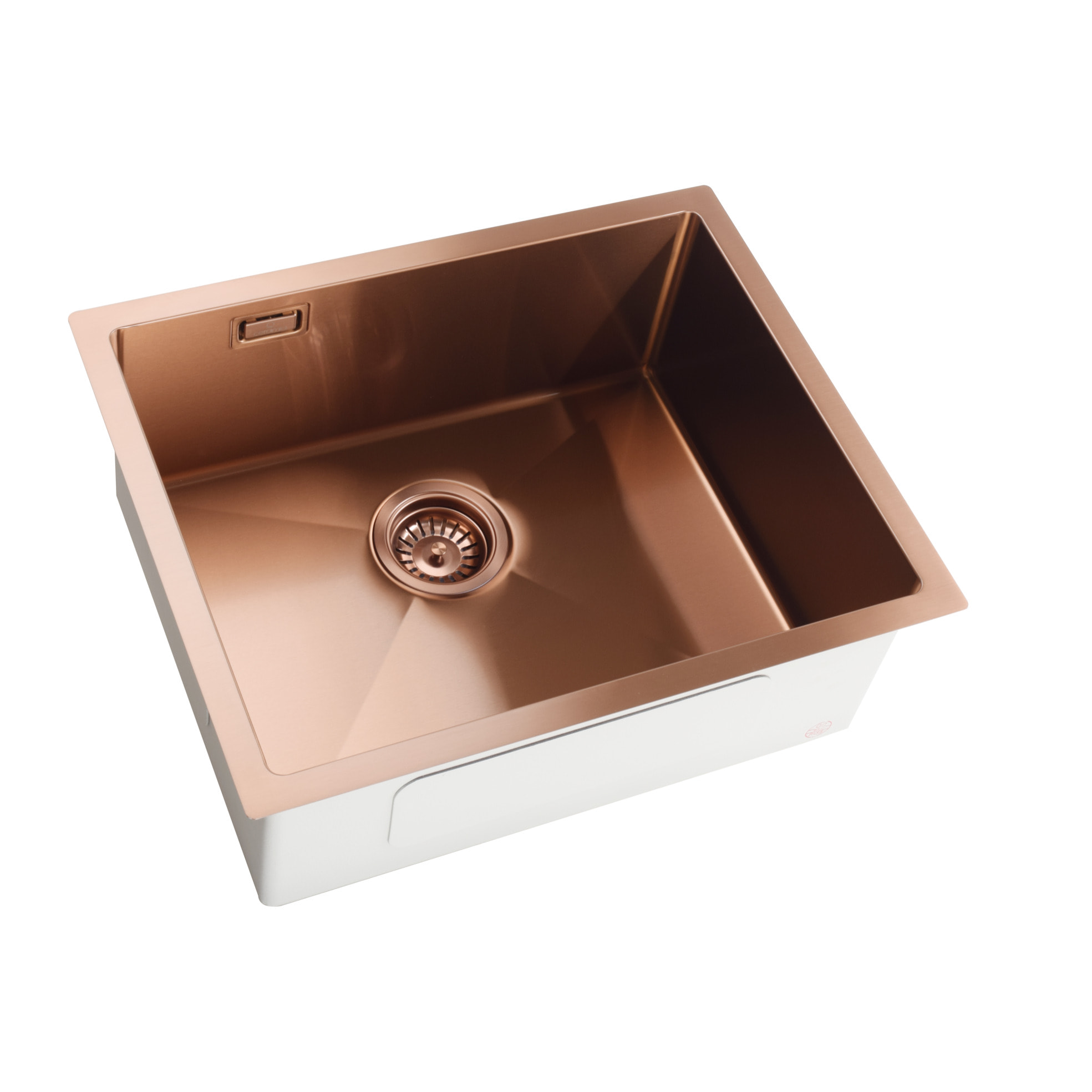 Timeless Évier de cuisine sous plan inox 304, 1 bac, 55x45x21 cm, Cuivre brossé PVD