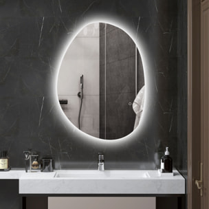 Miroir LED salle de bain réglable 27W - miroir organique 80 x 60 cm - anti-buée tactile - verre trempé