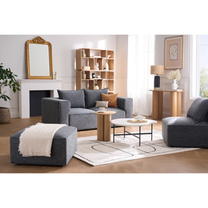 Pouf repose pieds en tissu chiné gris foncé KERRY