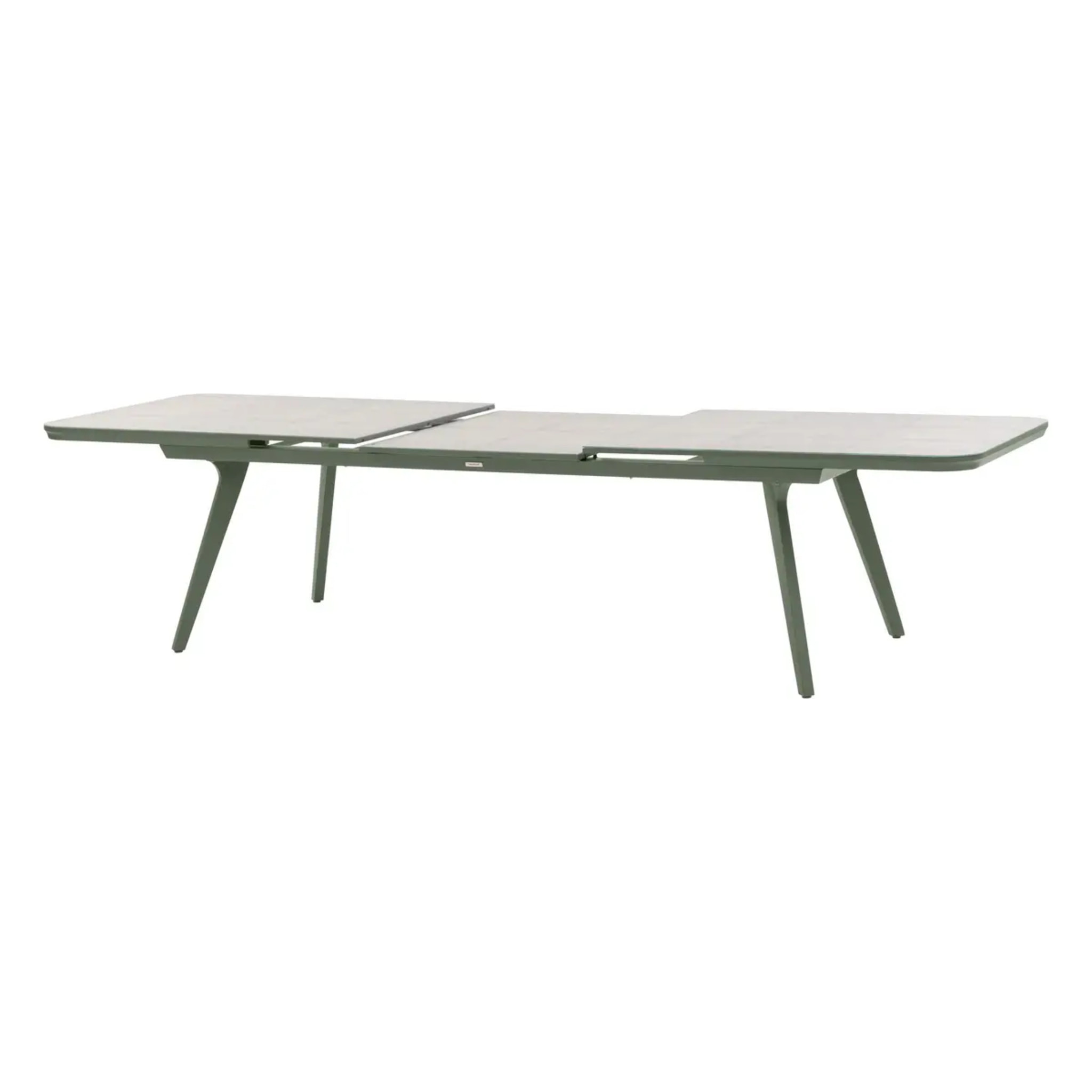 Table de jardin extensible "Pulpy" vert laurier & gris granite 12 places en aluminium verre et céramique
