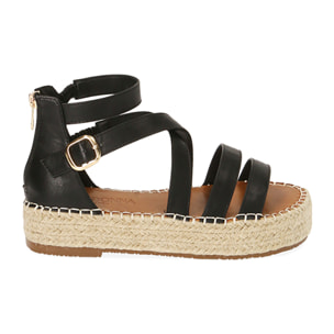 Sandalias negras, cuña 3 cm